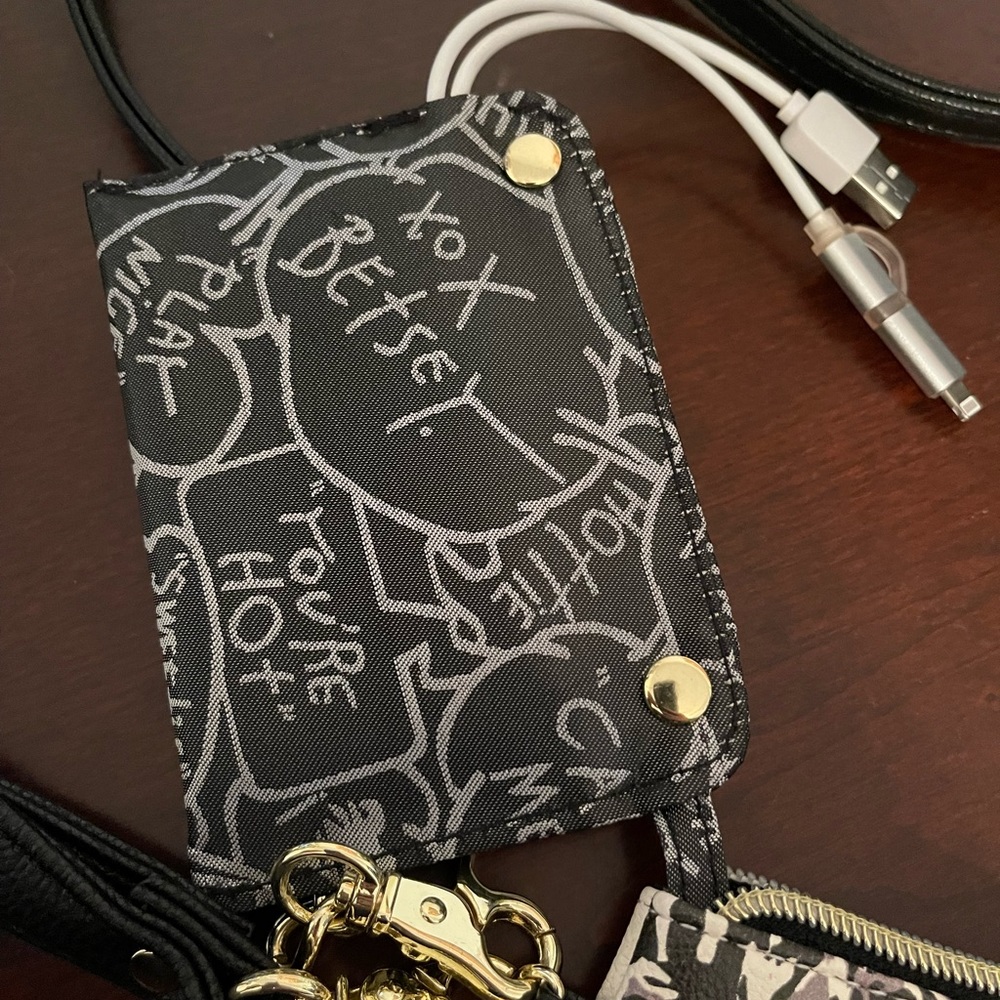Betsey Johnson black and white rose clutch/crossbody - Picture 2 of 7